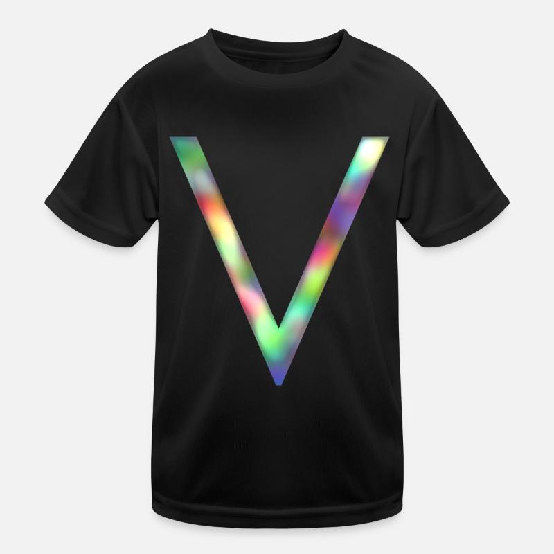 V - LETTRE INITIALE - T-shirt sport Enfant - noir
