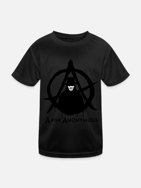 A for Anonymous 2c - Kids Functional T-Shirt - black - Front