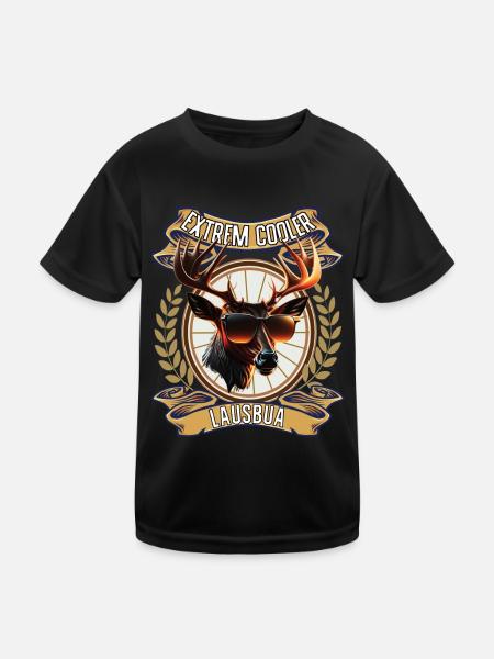 Lausbua Bayern Tirol ersatz Tracht Lederhosen - Kinder Funktions-T-Shirt - Schwarz - Vorne