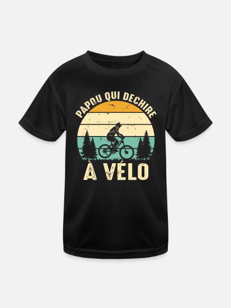 Papou Qui Déchire À Vélo - T-shirt sport Enfant - noir - Devant