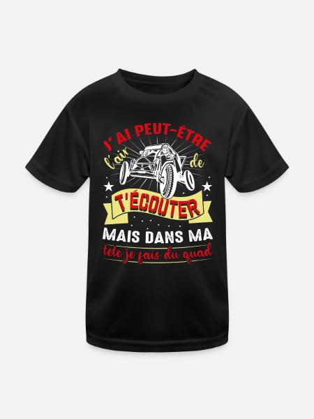 Je T'écoute Pas Dans Ma Tête Je Fais Du Quad - T-shirt sport Enfant - noir - Devant