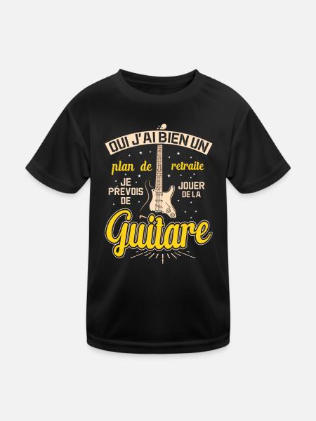 Mon Plan De Retraite C'est Jouer De Guitare - T-shirt sport Enfant - noir - Devant