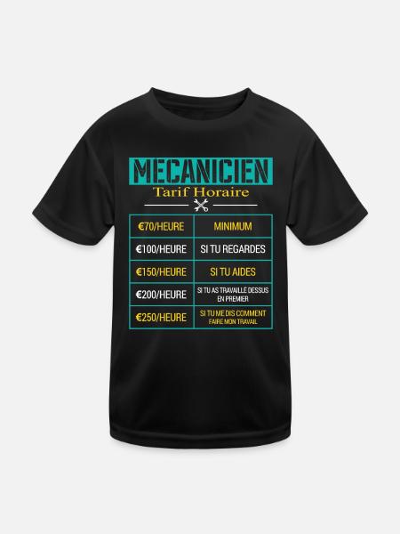 Tarif Horaire D'un Mécanicien Cadeau Humour - T-shirt sport Enfant - noir - Devant