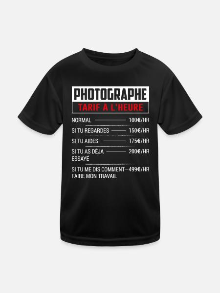 Tarif Horaire D'un Photographe - T-shirt sport Enfant - noir - Devant