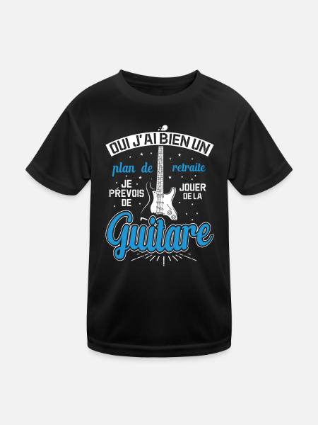 Mon Plan De Retraite C'est Jouer De Guitare - T-shirt sport Enfant - noir - Devant