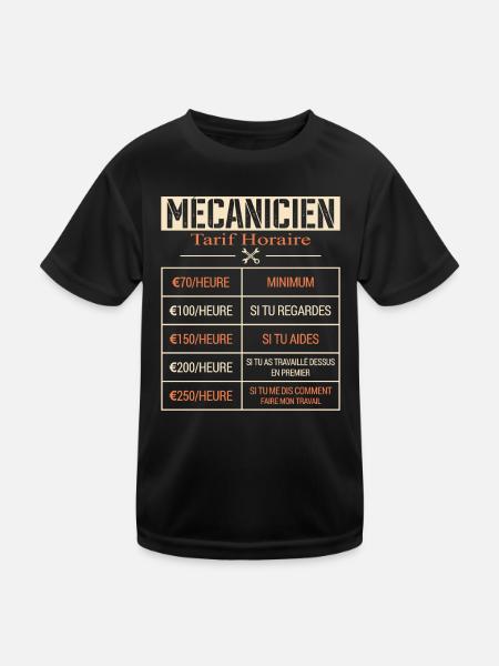 Tarif Horaire D'un Mécanicien Cadeau Humour - T-shirt sport Enfant - noir - Devant
