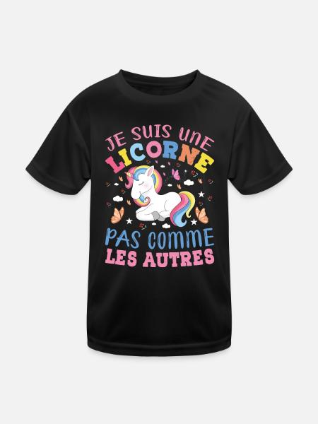 Je Suis Une Licorne Pas Comme Les Autres - T-shirt sport Enfant - noir - Devant