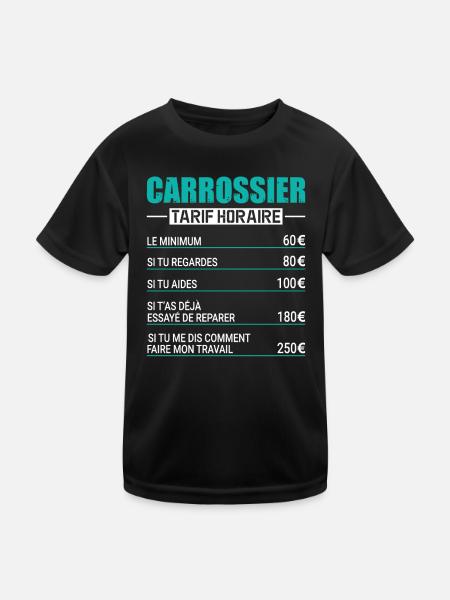 Le Tarif Horaire D'un Carrossier - T-shirt sport Enfant - noir - Devant