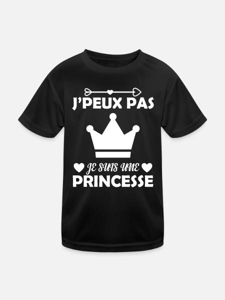 Je Peux Pas Je Suis Une Princesse Cadeau Amour - T-shirt sport Enfant - noir - Devant