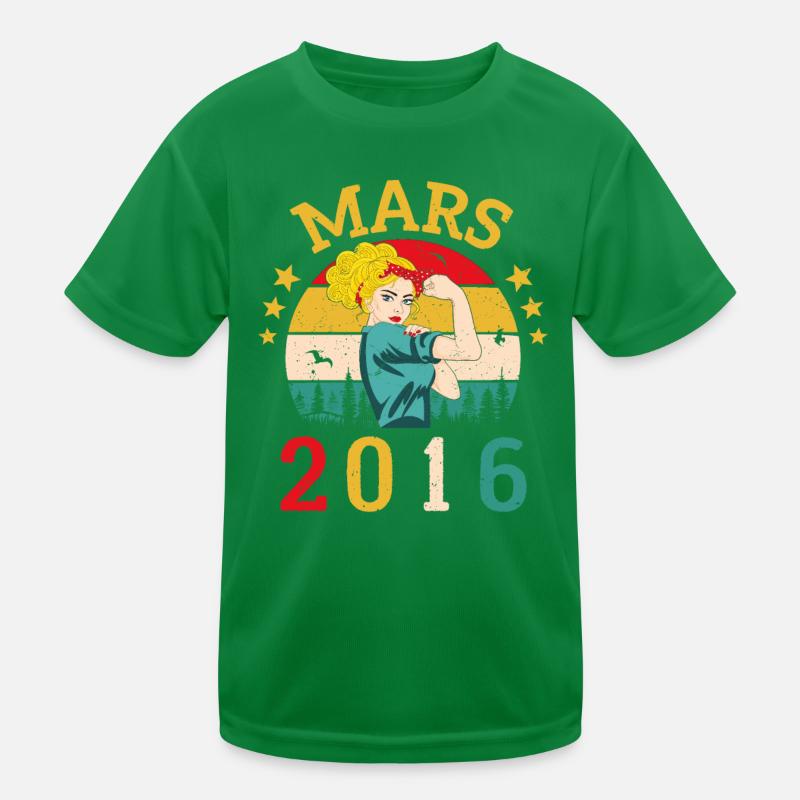 Mars 2016 Anniversaire Idée Cadeau Vintage 2016 T-shirt sport Enfant