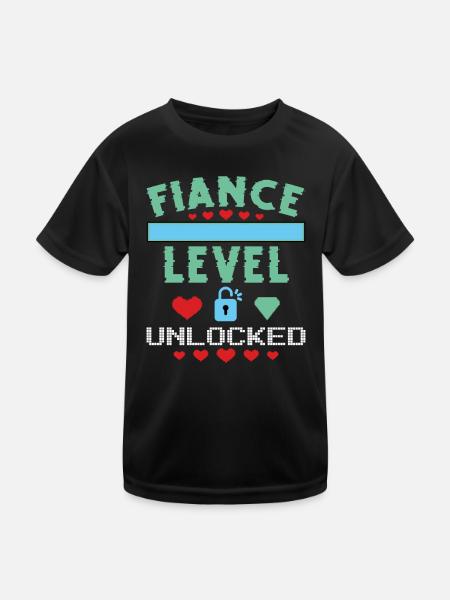 Freigeschaltetes Verlobten-Level - Kinder Funktions-T-Shirt - Schwarz - Vorne