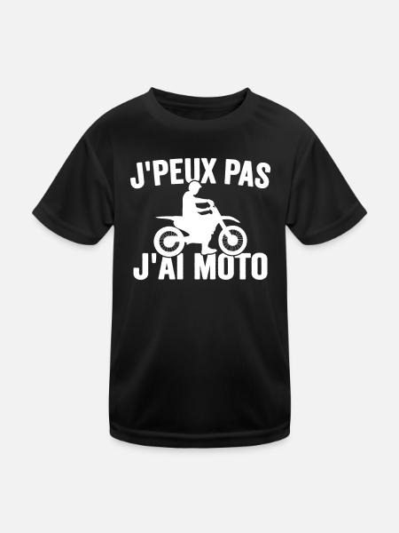 Je Peux Pas J'ai Moto Humour Cadeau Anniversaire - T-shirt sport Enfant - noir - Devant