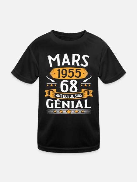 Mars 1955 68 Ans Que Je Suis Génial Anniversaire - T-shirt sport Enfant - noir - Devant