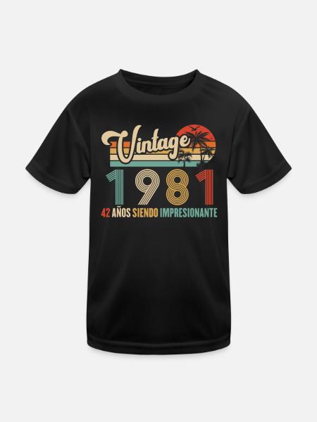 Vintage 1981 Anniversaire 42 ans D'être Awesome - T-shirt sport Enfant - noir - Devant
