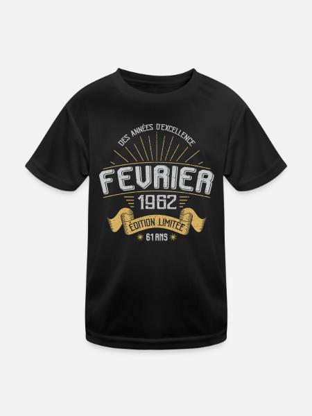 Des Années D'excellence Février 1962 61 Ans - T-shirt sport Enfant - noir - Devant