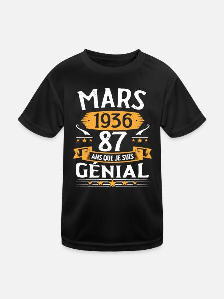 Mars 1936 87 Ans Que Je Suis Génial Anniversaire - T-shirt sport Enfant - noir - Devant