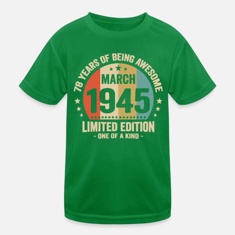 Anniversaire Vintage Idée Cadeau Mars 78 T-shirt sport Enfant