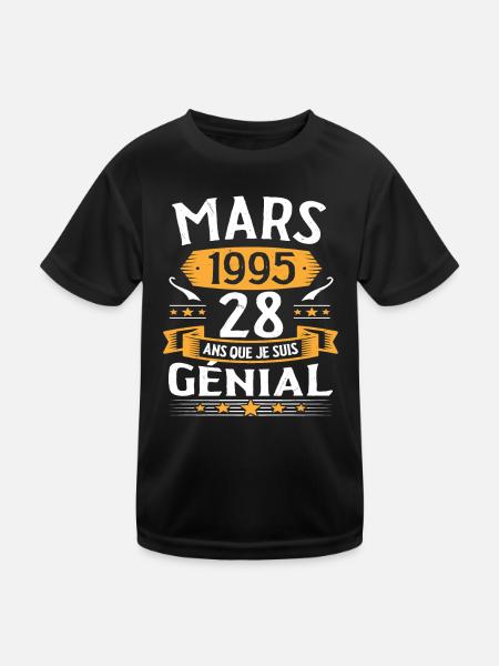 Mars 1995 28 Ans Que Je Suis Génial Anniversaire - T-shirt sport Enfant - noir - Devant