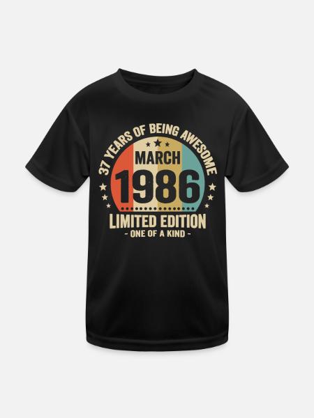 Anniversaire Vintage Idée Cadeau Mars 37 - T-shirt sport Enfant - noir - Devant