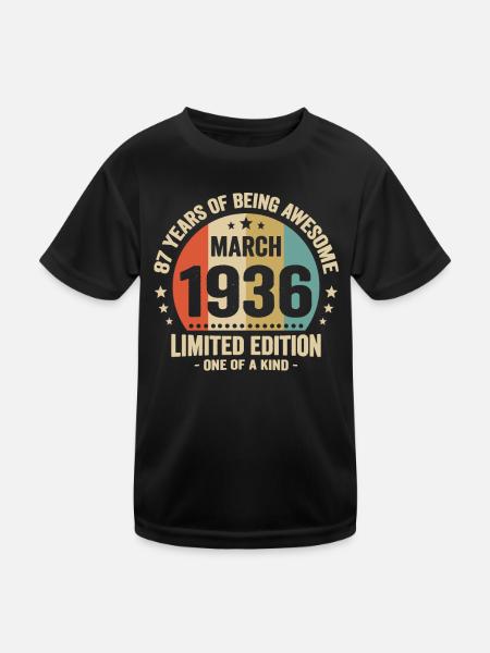 Anniversaire Vintage Idée Cadeau Mars 87 - T-shirt sport Enfant - noir - Devant