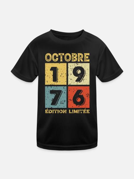 Anniversaire Vintage Idée Cadeau Octobre 1976 - T-shirt sport Enfant - noir - Devant