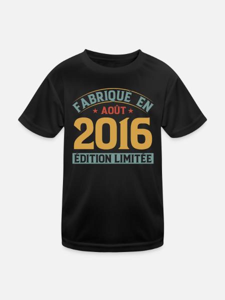 Fabriqué En Août 2016 Édition Limitée - T-shirt sport Enfant - noir - Devant