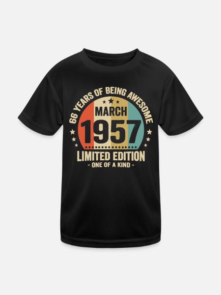 Anniversaire Vintage Idée Cadeau Mars 66 - T-shirt sport Enfant - noir - Devant