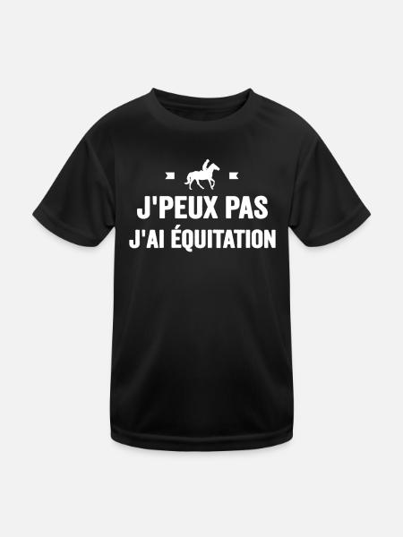 Je Peux Pas J'ai Équitation Cheval Poney Jument - T-shirt sport Enfant - noir - Devant