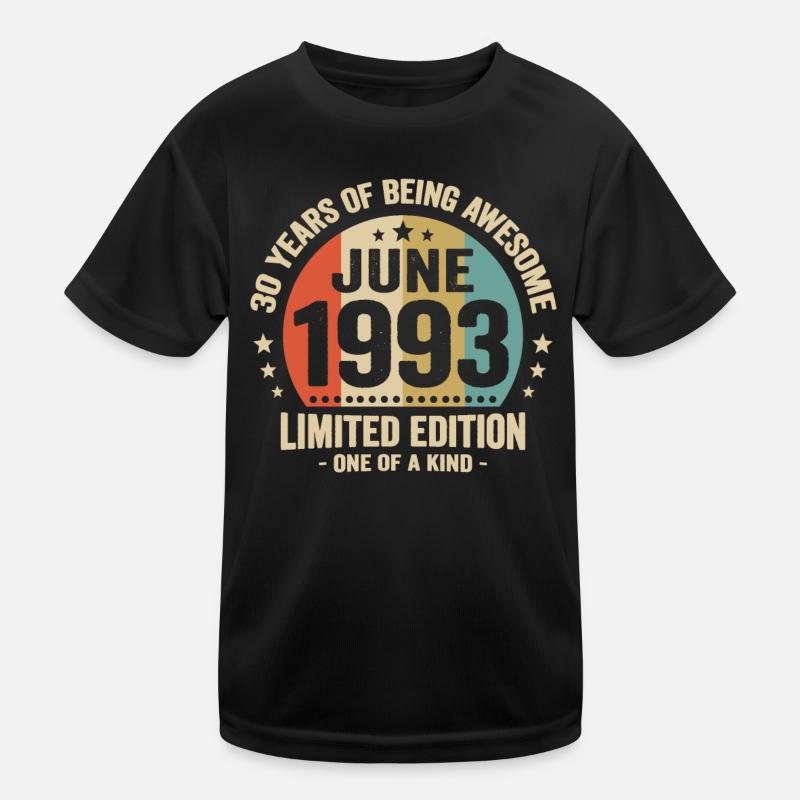 Juni 1993 30 Jahre Vintage Geschenkidee - Kinder Funktions-T-Shirt - Schwarz