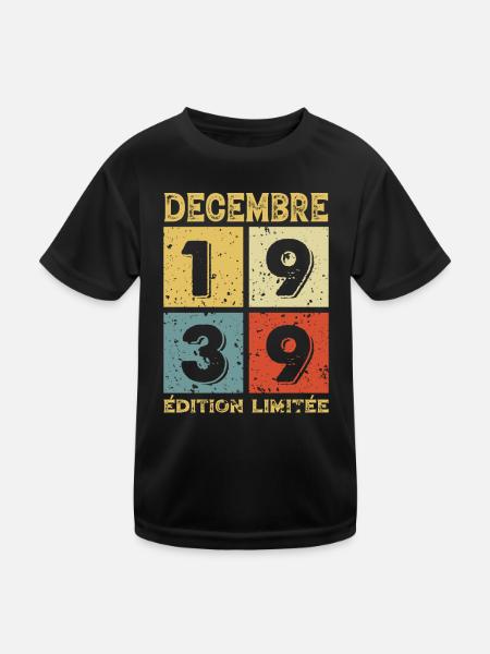 Anniversaire Vintage Idée Cadeau Décembre 1939 - T-shirt sport Enfant - noir