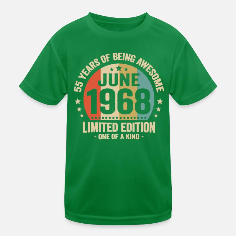 Juni 1968 55-jähriges Jubiläum Vintage-Geschenkidee Kinder Funktions-T-Shirt