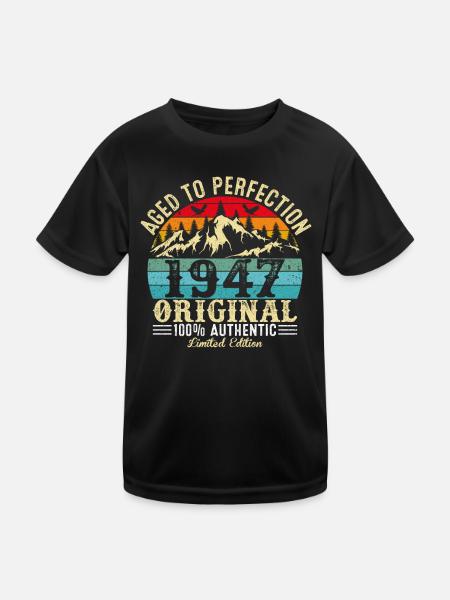 Perfekt gealtert 1947 original - Kinder Funktions-T-Shirt - Schwarz - Vorne