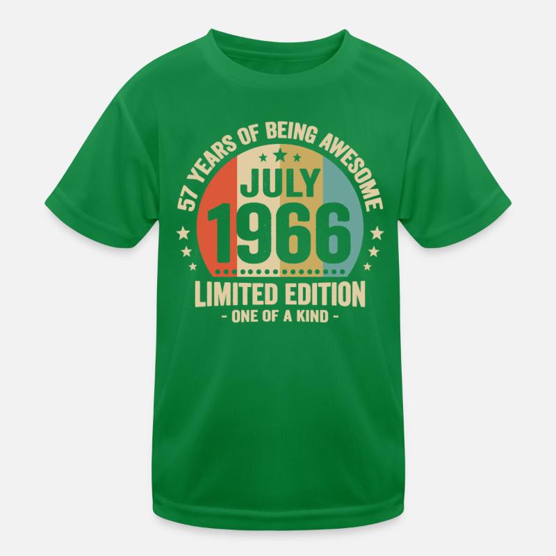 Juli 1966 57 Jahre Jubiläumsgeschenk Kinder Funktions-T-Shirt