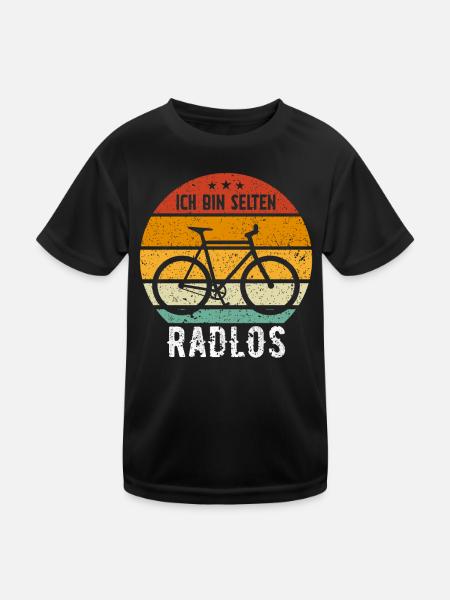 Ich Bin Selten Radlos - Kinder Funktions-T-Shirt - Schwarz - Vorne