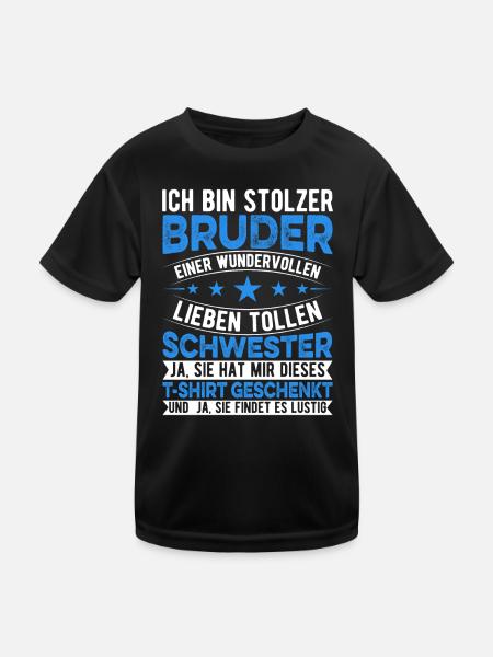 Bruder Und Schwester - Kinder Funktions-T-Shirt - Schwarz - Vorne