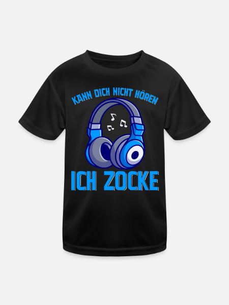 Kann Dich Nicht Hören Ich Zocke - Kinder Funktions-T-Shirt - Schwarz - Vorne