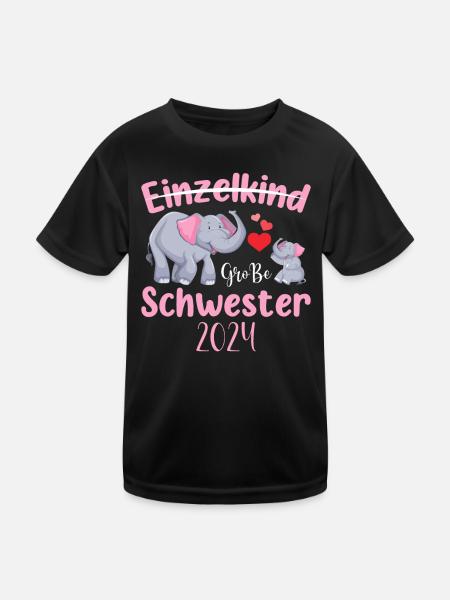 Einzelkind Große Schwester 2024 - Kinder Funktions-T-Shirt - Schwarz