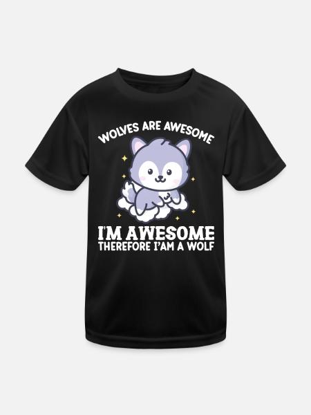 Ich bin großartig, also bin ich ein Wolf - Kinder Funktions-T-Shirt - Schwarz - Vorne