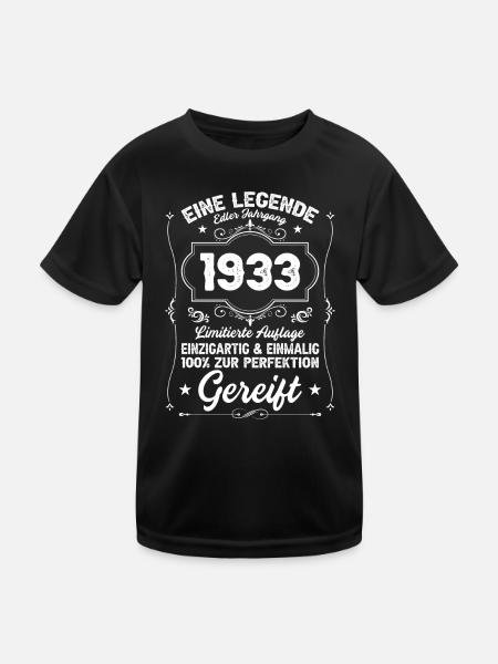 Eine Legende Edler Jahrgang 1933 - Kinder Funktions-T-Shirt - Schwarz - Vorne