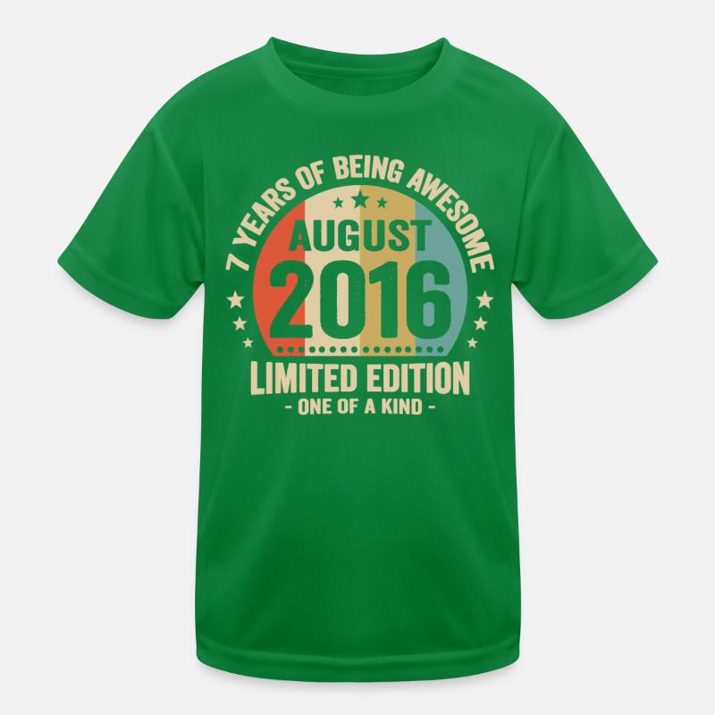 August 2016 7 Jahre Jubiläumsgeschenk Kinder Funktions-T-Shirt