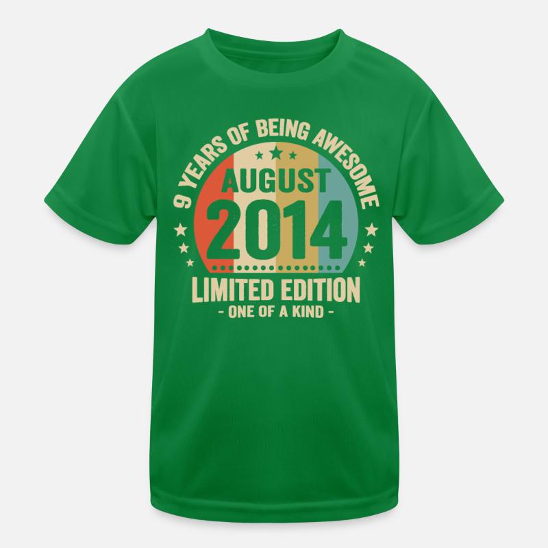 August 2014 9 Jahre Jubiläumsgeschenk Kinder Funktions-T-Shirt