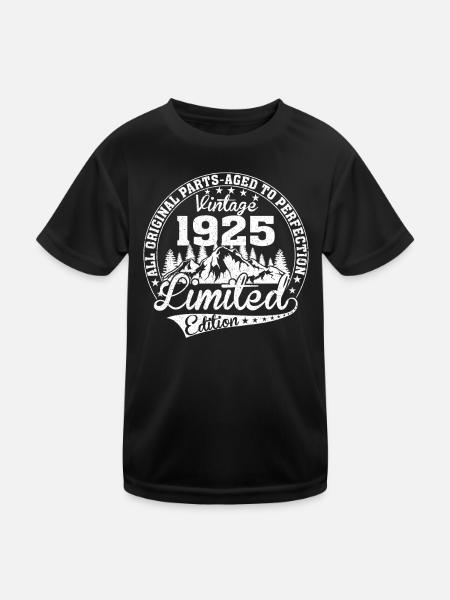 1925 - Jahrgang 1925 - Kinder Funktions-T-Shirt - Schwarz - Vorne