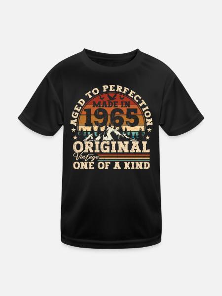 Born 1965 Vintage Birthday Retro Gift - Kids Functional T-Shirt - black - Front