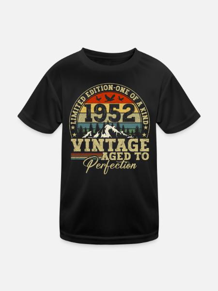 1952 Vintage matured to perfection - Kids Functional T-Shirt - black - Front
