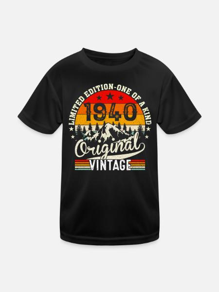 Birthday classic car model 1940 saying - Kids Functional T-Shirt - black - Front