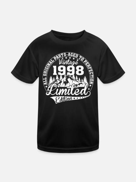 VINTAGE 1998 - Birthday - Aged To Perfection - Kinder Funktions-T-Shirt - Schwarz - Vorne