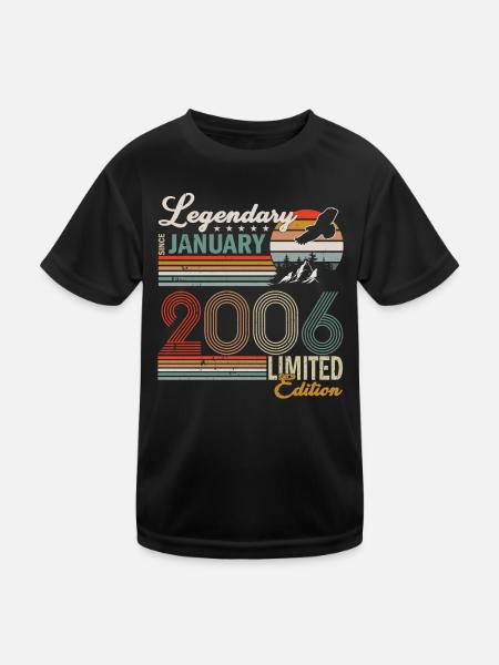 Januar 2006 geboren - Kinder Funktions-T-Shirt - Schwarz - Vorne