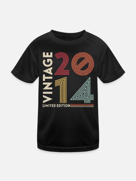 2014 geboren Jahrgang 2014 Geschenk Geburtstag - Kinder Funktions-T-Shirt - Schwarz - Vorne
