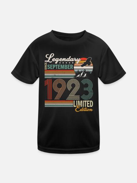 September 1923 Originelle Geburtstagsgeschenkidee - Kinder Funktions-T-Shirt - Schwarz - Vorne