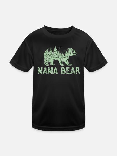 "Forest Mama Bear" for mom - Kids Functional T-Shirt - black - Front